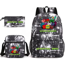 Geometry Dash Backpack Schoolbag Shoulder Bag Pencil Case Set for Kids Students
