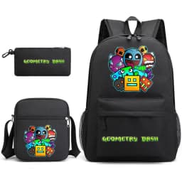 Geometry Dash Backpack Schoolbag Shoulder Bag Pencil Case Set for Kids Students