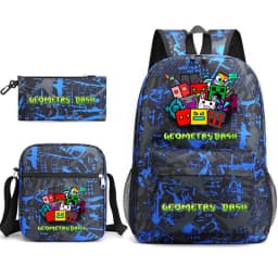 Geometry Dash Backpack Schoolbag Shoulder Bag Pencil Case Set for Kids Students