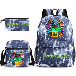 Geometry Dash Backpack Schoolbag Shoulder Bag Pencil Case Set for Kids Students