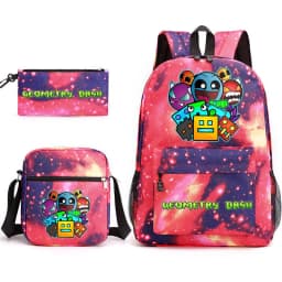 Geometry Dash Backpack Schoolbag Shoulder Bag Pencil Case Set for Kids Students