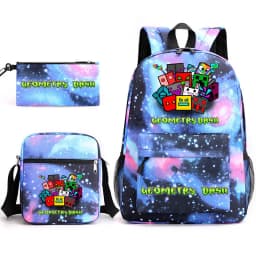 Geometry Dash Backpack Schoolbag Shoulder Bag Pencil Case Set for Kids Students
