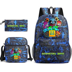Geometry Dash Backpack Schoolbag Shoulder Bag Pencil Case Set for Kids Students