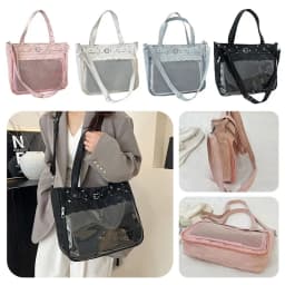 Cool Transparent Ita Bag Original Design Large Capacity Y2K Tote Bag Pure Color Internal Compartment Shoulder Bag Casual Wear