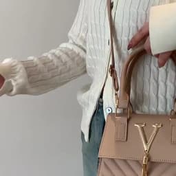 Fashion Quilted Top-Handle Bag, Gold V-Shape Tassel Hardware Satchel with Detachable Strap, Elegant Crossbody Purse for Women