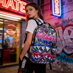 A Hip-Hop Street-Style Backpack with Spray-Painted Ground Motifs for Men, a New Trendy Lightweight Printed Backpack with a Checkered Pattern, Also a Fashionable Outdoor Commuter Bag, Large-Capacity Travel Bag, Multifunctional Storage Backpack, with Adjustable Shoulder Straps, Suitable for Teenagers, for Back-To-School, the Best Valentine's Day Gift, a Gift for Friends or to Give Away, a Gift for Men, an Interesting Gift