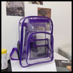PVC Clear Backpack Large Capacity Waterproof Students Bookbag with Multi-pockets See Through Transparent Backpack School