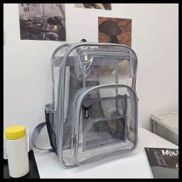 PVC Clear Backpack Large Capacity Waterproof Students Bookbag with Multi-pockets See Through Transparent Backpack School