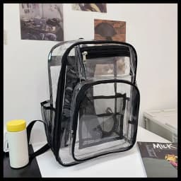 PVC Clear Backpack Large Capacity Waterproof Students Bookbag with Multi-pockets See Through Transparent Backpack School