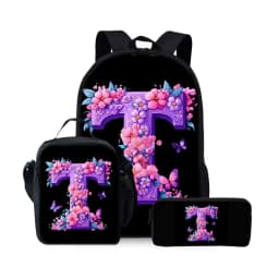 New English Alphabet Pattern Three Piece Set Backpacks for Boy and Girls Best Gifts 2D Flat Cartoon School Backpack for Children
