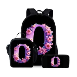 New English Alphabet Pattern Three Piece Set Backpacks for Boy and Girls Best Gifts 2D Flat Cartoon School Backpack for Children