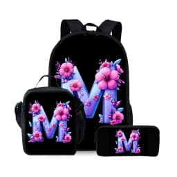 New English Alphabet Pattern Three Piece Set Backpacks for Boy and Girls Best Gifts 2D Flat Cartoon School Backpack for Children