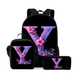 New English Alphabet Pattern Three Piece Set Backpacks for Boy and Girls Best Gifts 2D Flat Cartoon School Backpack for Children