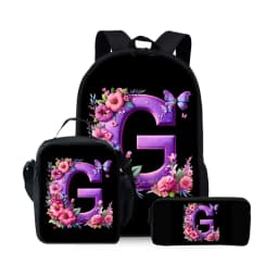 New English Alphabet Pattern Three Piece Set Backpacks for Boy and Girls Best Gifts 2D Flat Cartoon School Backpack for Children