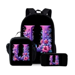 New English Alphabet Pattern Three Piece Set Backpacks for Boy and Girls Best Gifts 2D Flat Cartoon School Backpack for Children