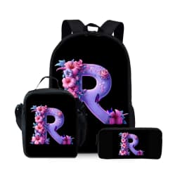 New English Alphabet Pattern Three Piece Set Backpacks for Boy and Girls Best Gifts 2D Flat Cartoon School Backpack for Children