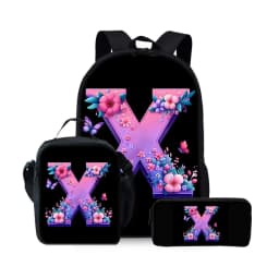 New English Alphabet Pattern Three Piece Set Backpacks for Boy and Girls Best Gifts 2D Flat Cartoon School Backpack for Children