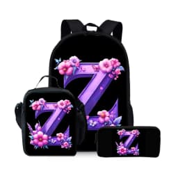 New English Alphabet Pattern Three Piece Set Backpacks for Boy and Girls Best Gifts 2D Flat Cartoon School Backpack for Children