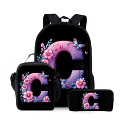 New English Alphabet Pattern Three Piece Set Backpacks for Boy and Girls Best Gifts 2D Flat Cartoon School Backpack for Children