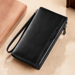 New Men's Genuine Leather Wallet Long Cowhide Handbag Travel Lightweight Minimalist Large Capacity Anti-Theft Gradient Yellow Br