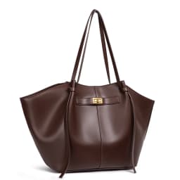 Women Large Capacity Wing Tote Bag Soft PU Leather Shoulder Bag Vintage Gold Turn Lock Shopper Bag Casual Commuter Handbag Work