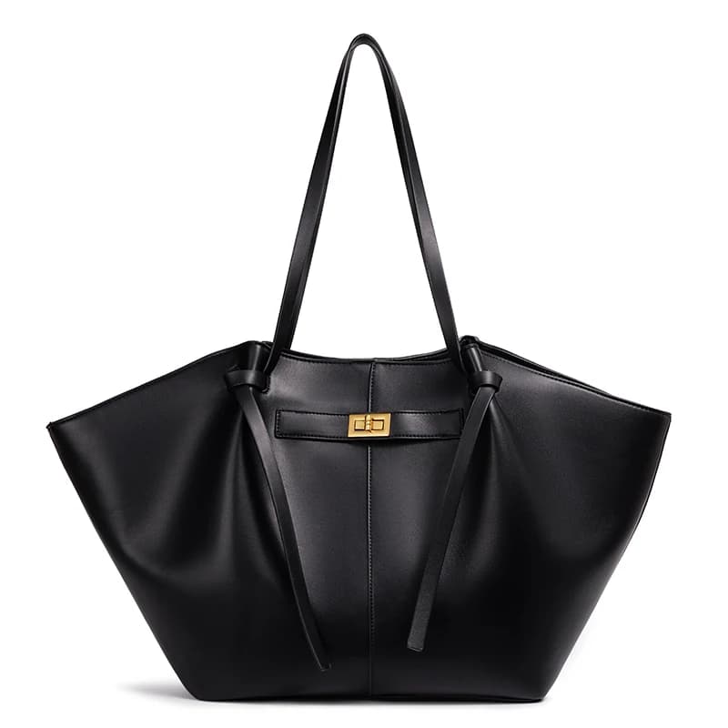 Women Large Capacity Wing Tote Bag Soft PU Leather Shoulder Bag Vintage Gold Turn Lock Shopper Bag Casual Commuter Handbag Work
