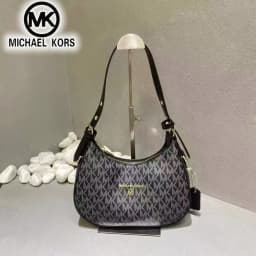 2026 Michael Kors Women's Single Shoulder Crossbody Bag Classic Letter Printed Crescent Bag MK Fashion Commuter Bag