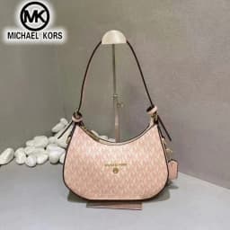 2026 Michael Kors Women's Single Shoulder Crossbody Bag Classic Letter Printed Crescent Bag MK Fashion Commuter Bag