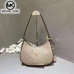 2026 Michael Kors Women's Single Shoulder Crossbody Bag Classic Letter Printed Crescent Bag MK Fashion Commuter Bag