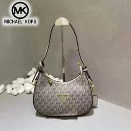 2026 Michael Kors Women's Single Shoulder Crossbody Bag Classic Letter Printed Crescent Bag MK Fashion Commuter Bag