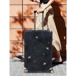 Durable Black Airplane Pattern Luggage Case for 18-32in Case, Essential Travel Accessories, Luggage Case Protector