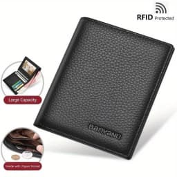 Vertical Short Wallets for Men Genuine Leather Rfid Blocking Wallet Men Coin Pocket Slim Card Holder Minimalist Small Purse