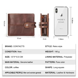 CONTACT'S Casual Men Wallets Crazy Horse Leather Short Coin Purse Hasp Design Wallet Cow Leather Clutch Wallets Male Carteiras