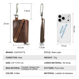 CONTACT'S Genuine Leather Key Wallets for Men Large Metal Hook Luxury Car Key Pouch Zipper Key Case Leather Key Organizer Male