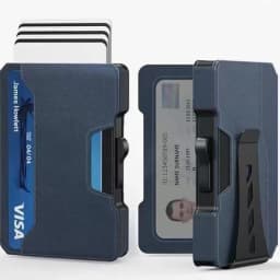 Minimalist Slim Men's Wallet with Money Clip RFID Blocking Smart Pop up Card Holder Metal Credit Card Holder
