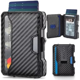 Minimalist Slim Men's Wallet with Money Clip RFID Blocking Smart Pop up Card Holder Metal Credit Card Holder