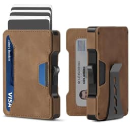 Minimalist Slim Men's Wallet with Money Clip RFID Blocking Smart Pop up Card Holder Metal Credit Card Holder