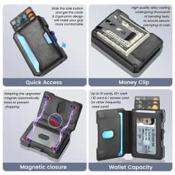 Minimalist Slim Men's Wallet with Money Clip RFID Blocking Smart Pop up Card Holder Metal Credit Card Holder