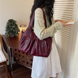 Vintage Soft Leather Women Hobo Bag Large Capacity Casual Tote Bag Female 2026 Trend Shoulder Crossbody Bags for Work & Travel