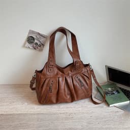 Vintage Soft Leather Women Hobo Bag Large Capacity Casual Tote Bag Female 2026 Trend Shoulder Crossbody Bags for Work & Travel