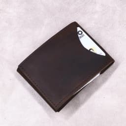 100% Genuine Leather Wallet For Men Male Original Cowhide Slim Minimalist Front Pocket Cash Wallet Card Holder With Flap Closure