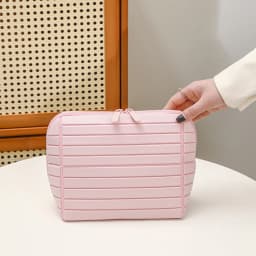 1pcs Striped PVC Storage Bag Large Capacity Outdoor Travel Toiletries Organizer Pouch Portable Travel Cosmetic Bag