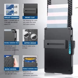 Men's Pop-Up Aluminum-Framed Carbon Fiber PU RFID Blocking Bifold Wallet with AirTag Slot Credit Card Holder Fold Design