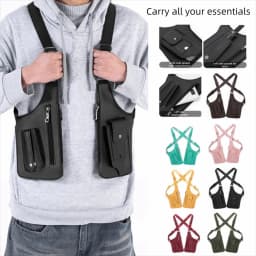 Retro Anti-theft Storage Vest Bag Multi-Pocket Concealed Strap Chest Bag Leather Multifunction Mobile Phone Bag Hunting