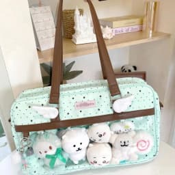New Y2k Cute Lace Ita Bag Large Capacity Lolita Girls Transparent Pocket DIY Badge Display Shoulder Bag Casual Polka Dot Handbag