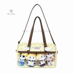 New Y2k Cute Lace Ita Bag Large Capacity Lolita Girls Transparent Pocket DIY Badge Display Shoulder Bag Casual Polka Dot Handbag