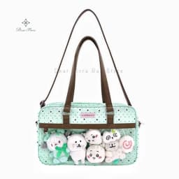 New Y2k Cute Lace Ita Bag Large Capacity Lolita Girls Transparent Pocket DIY Badge Display Shoulder Bag Casual Polka Dot Handbag