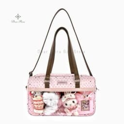 New Y2k Cute Lace Ita Bag Large Capacity Lolita Girls Transparent Pocket DIY Badge Display Shoulder Bag Casual Polka Dot Handbag