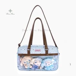 New Y2k Cute Lace Ita Bag Large Capacity Lolita Girls Transparent Pocket DIY Badge Display Shoulder Bag Casual Polka Dot Handbag