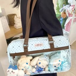 New Y2k Cute Lace Ita Bag Large Capacity Lolita Girls Transparent Pocket DIY Badge Display Shoulder Bag Casual Polka Dot Handbag